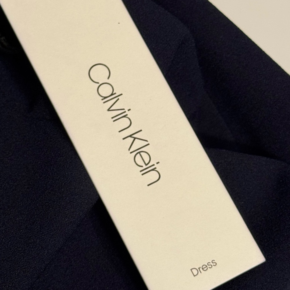 Calvin Klein Navy Blue Indigo Business Office Knee-Length Tulip-Sleeve Dress - Picture 7 of 8